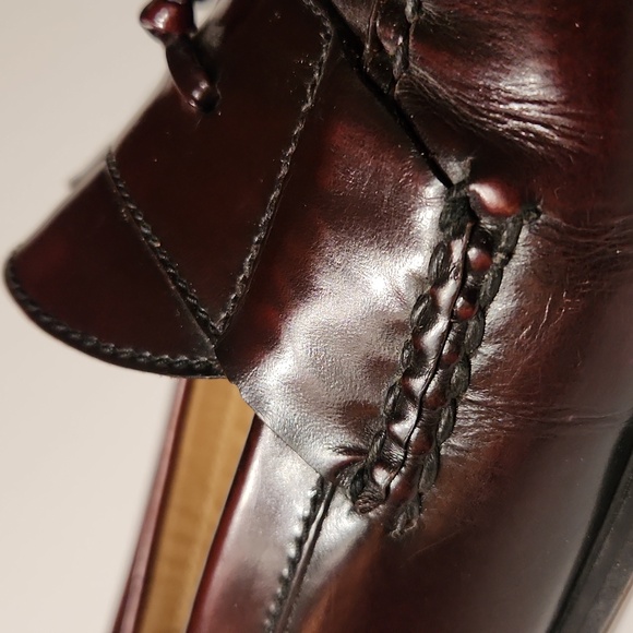 Cole Haan Burgandy Pinch Tassel Moc-Toe Loafers Size 10 - Picture 5 of 15